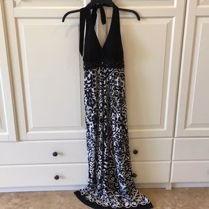Black and white halter dress